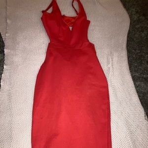 Red accentuating dress